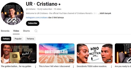 Cristiano Ronaldo Resmi Umumkan Kanal YouTube Milikinya: SIUUUbscribe!